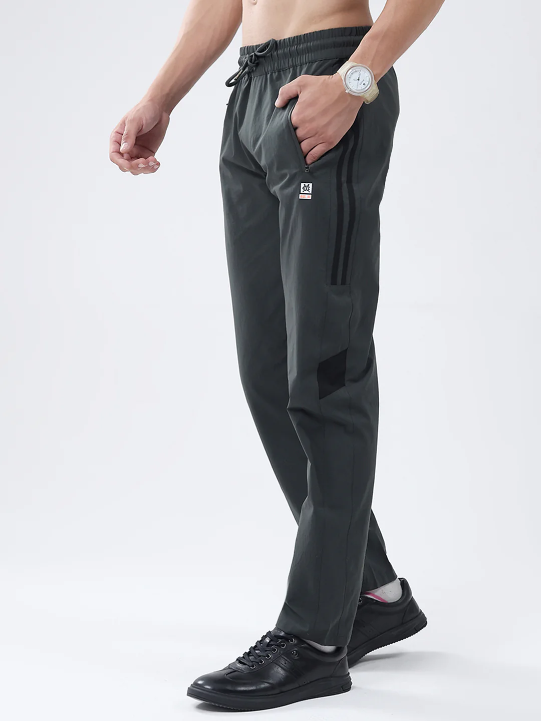 Men Dark Grey Solid Regular Fit Winter Lower - Image 3