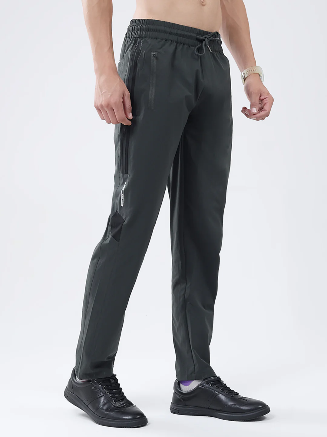 Men Dark Grey Solid Regular Fit Winter Lower - Image 4