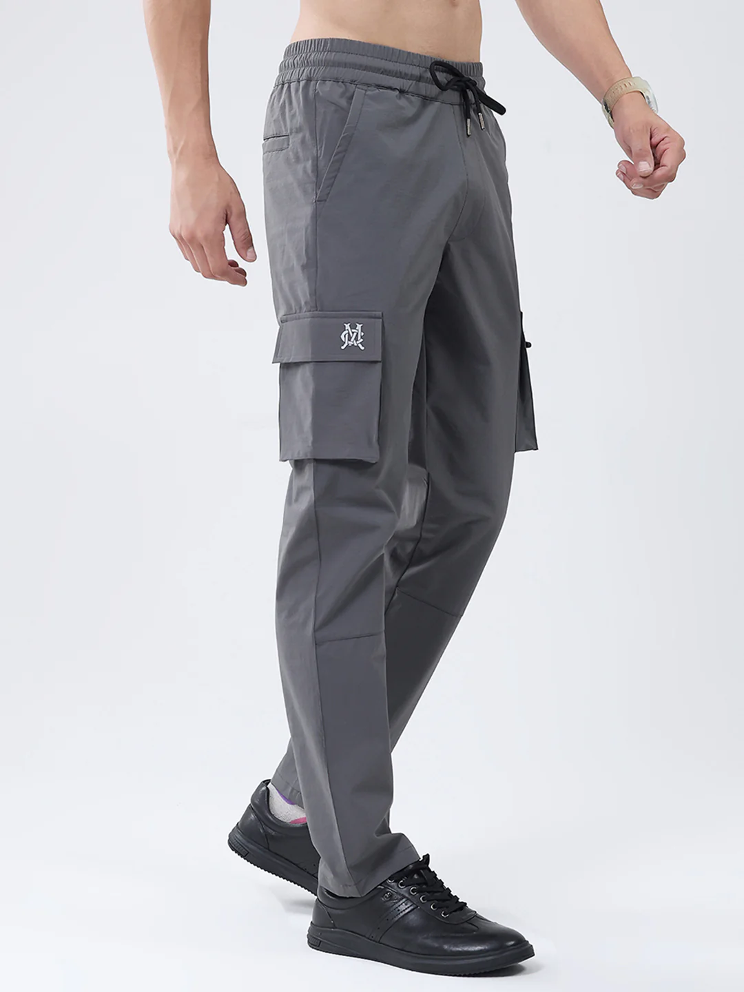 Men Dark Grey Solid Regular Fit Winter Lower - Image 4