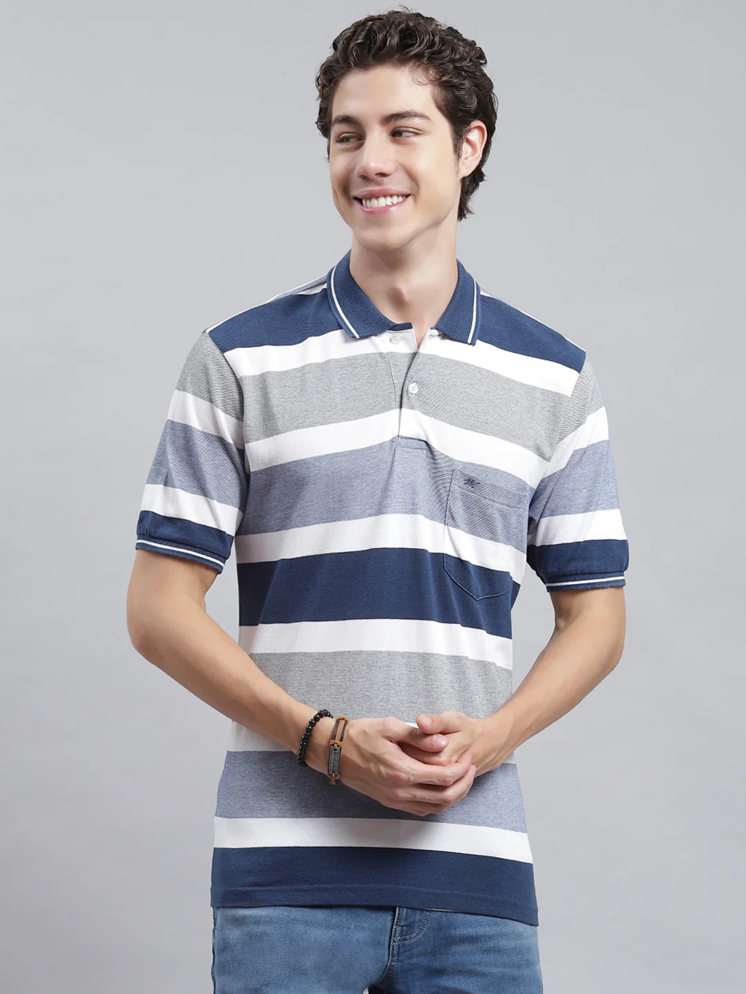 Men Denim Stripe T-Shirt - Image 2