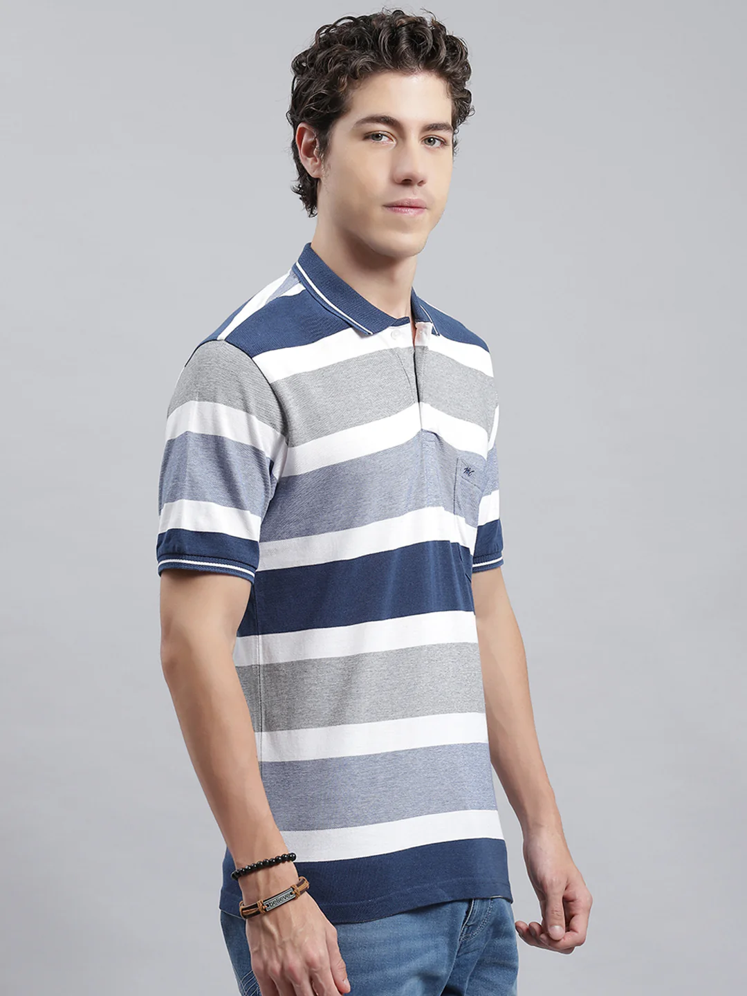 Men Denim Stripe T-Shirt - Image 3