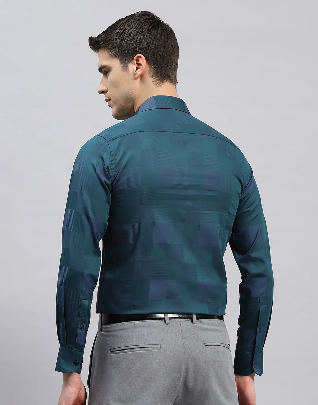 Men Green Check Collar Full Sleeve Shirt - Image 5