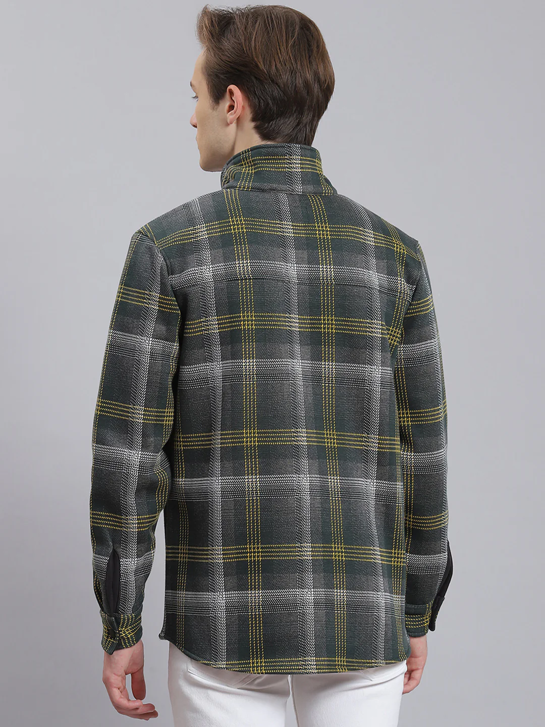 Men Green Check Collar Full Sleeve Sweatshirt - Image 4