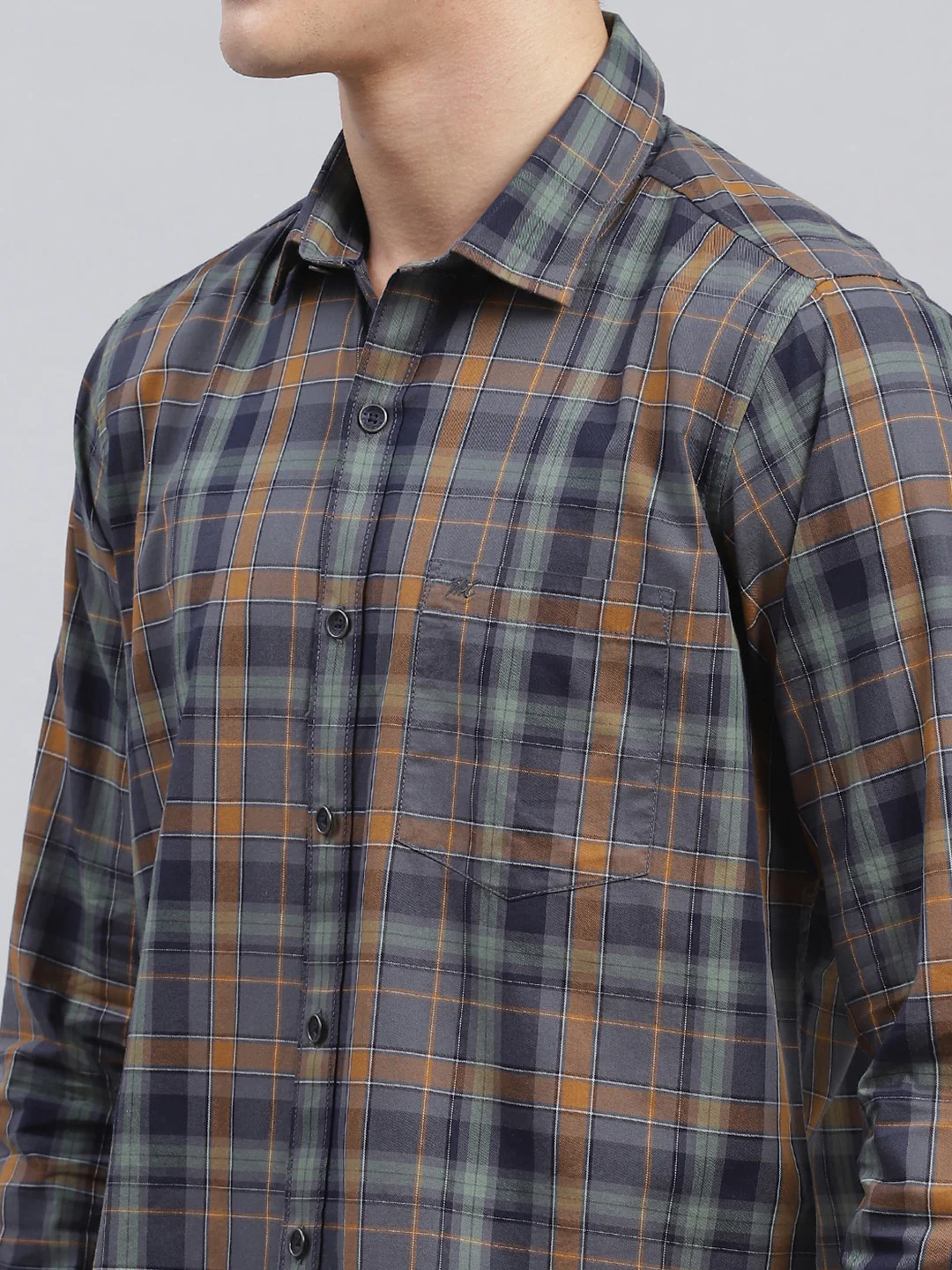 Men Green Check Pure Cotton Shirt - Image 6