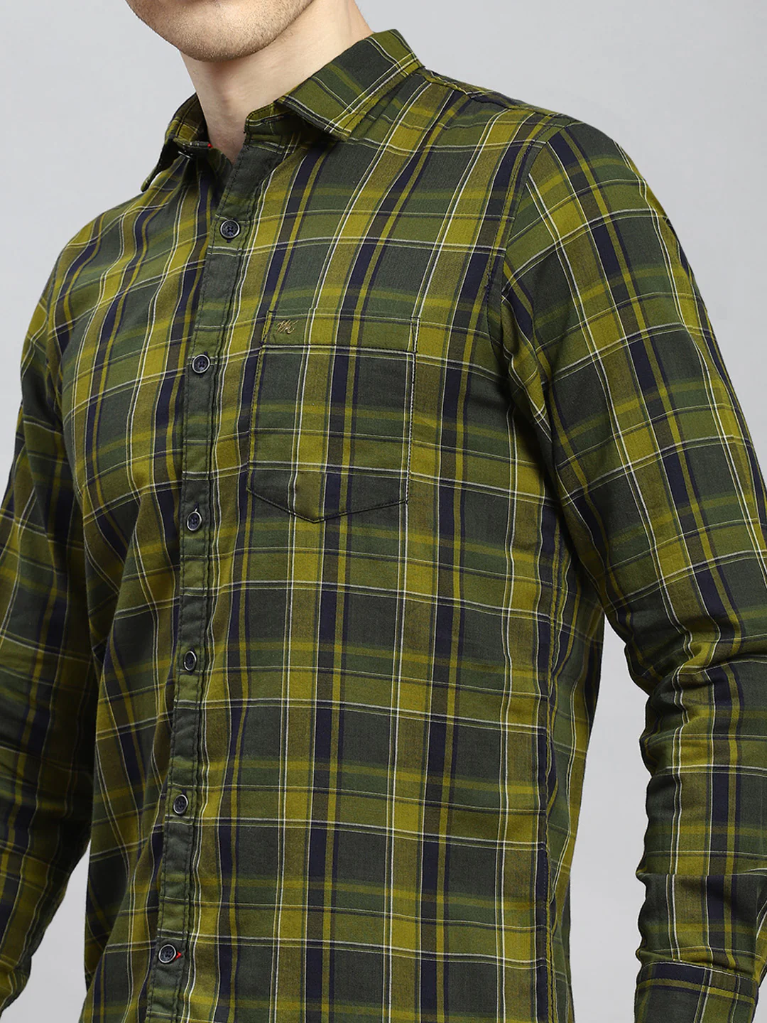 Men Green Check Shirt - Image 6