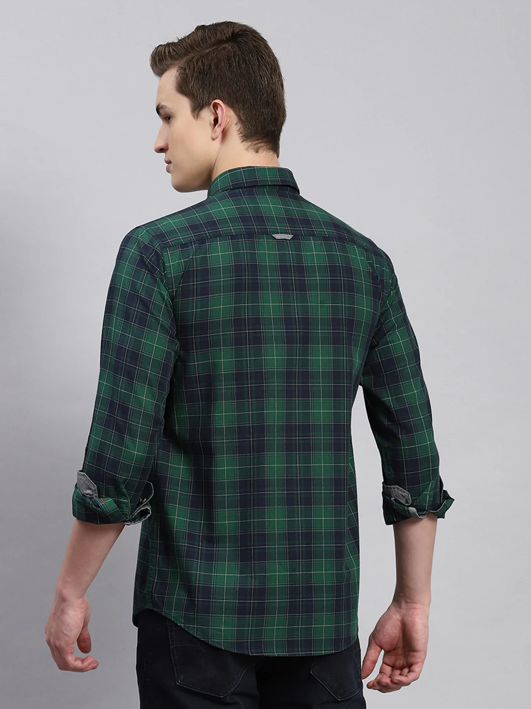 Men Green Check Shirt - Image 5