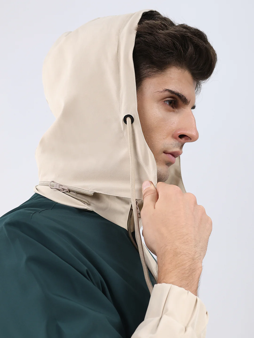 Men Green Colourblocked Hooded Full Sleeve Jacket - Image 7