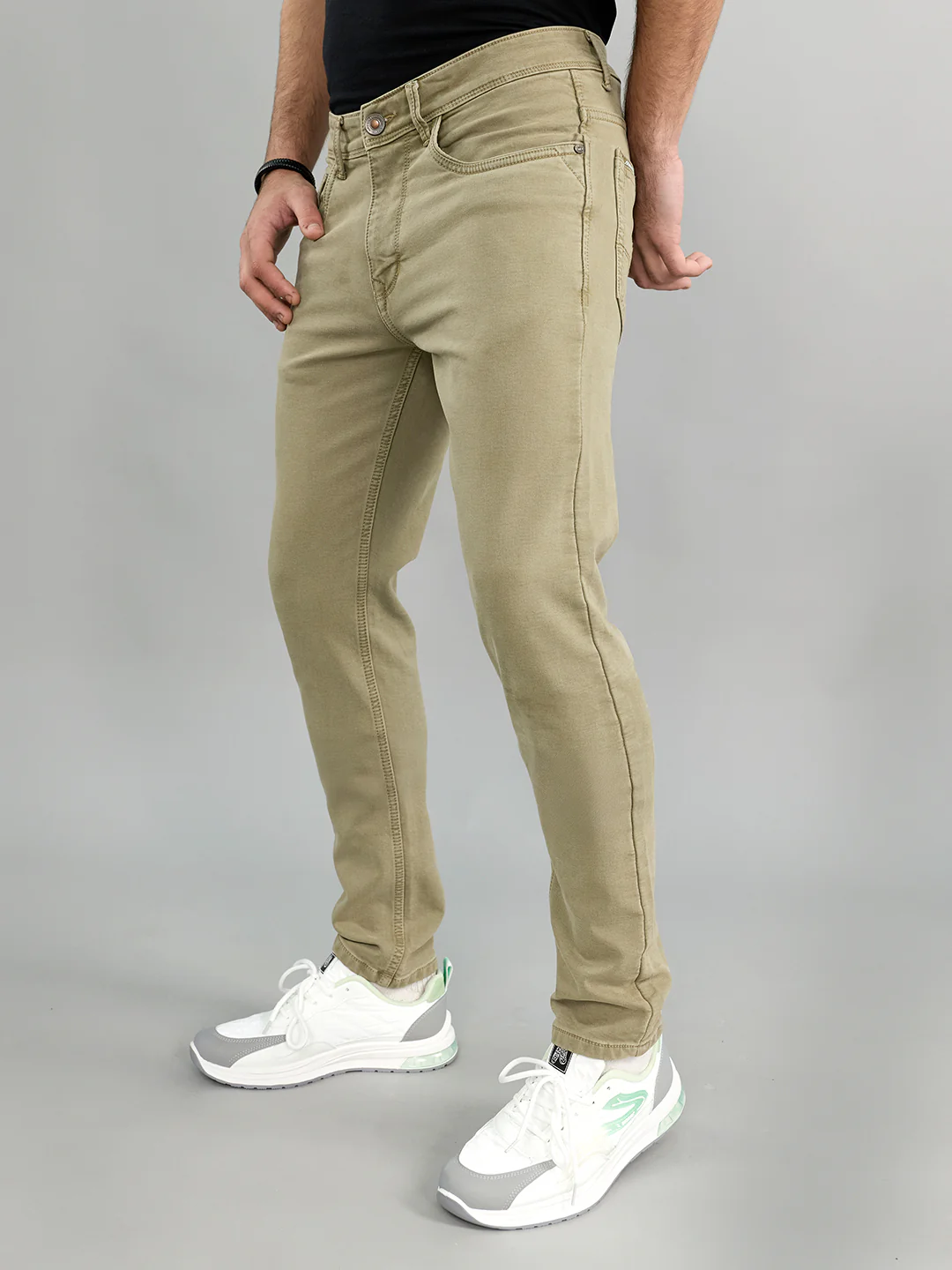 Men Green Light Wash Skinny Fit Denim - Image 2