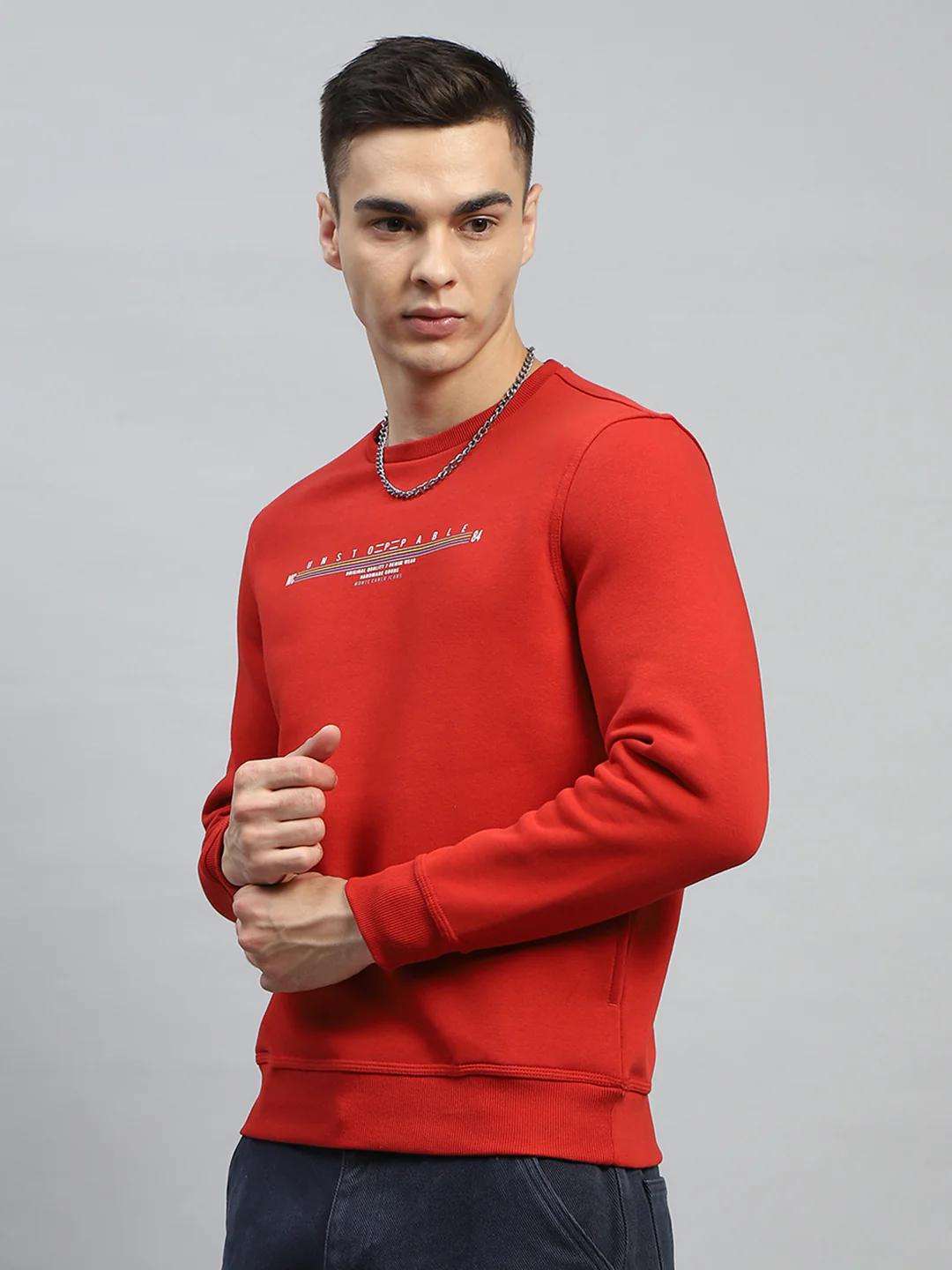 Men Green & Maroon Printed Round Neck Full Sleeve Sweatshirt - Image 4