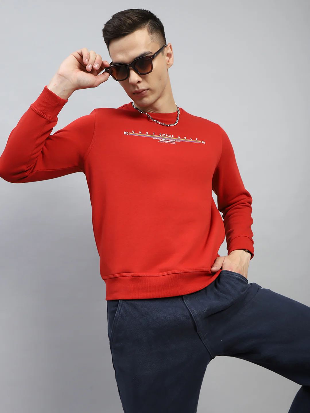 Men Green & Maroon Printed Round Neck Full Sleeve Sweatshirt - Image 7