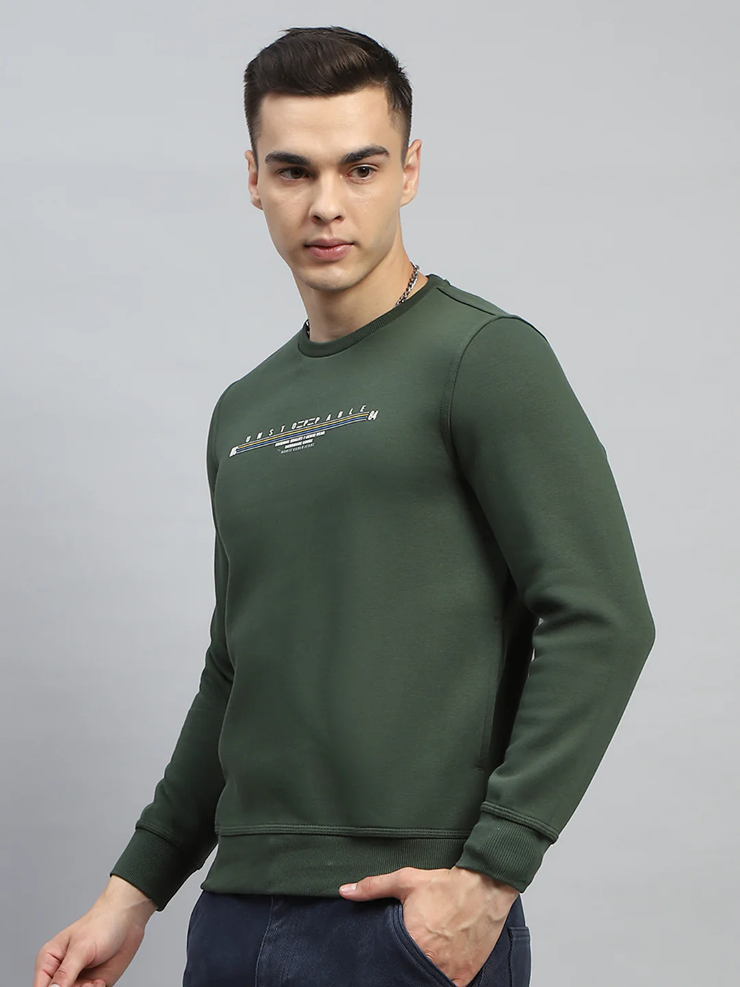 Men Green & Maroon Printed Round Neck Full Sleeve Sweatshirt - Image 9