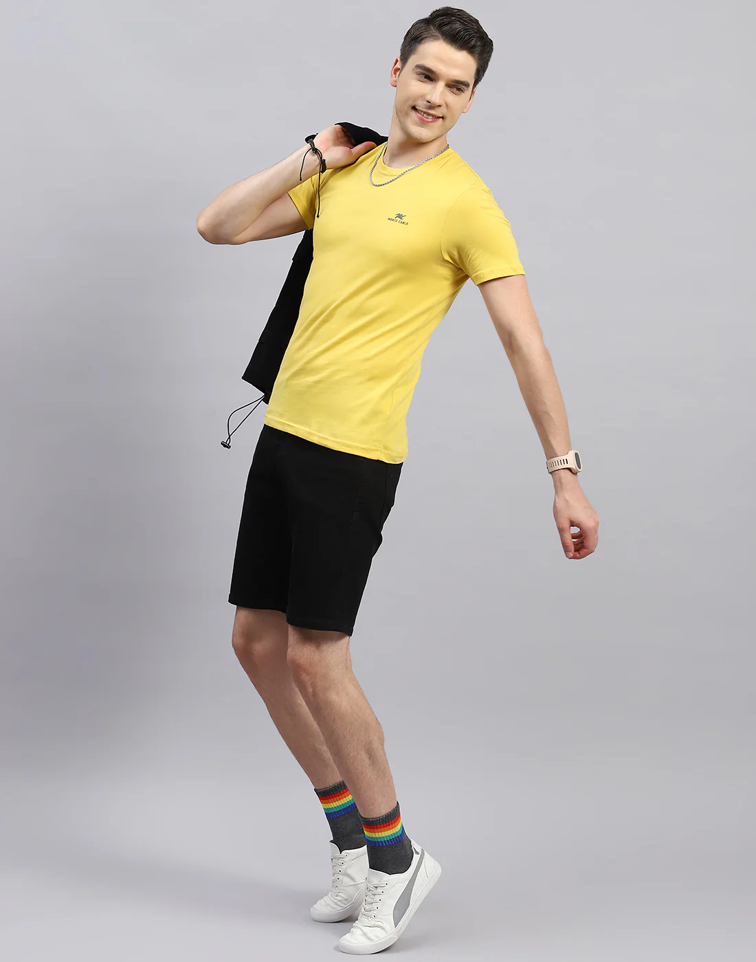 Men Green, Pink & Yellow Solid Round Neck Half Sleeve T-Shirt (Pack of 3) - Image 2