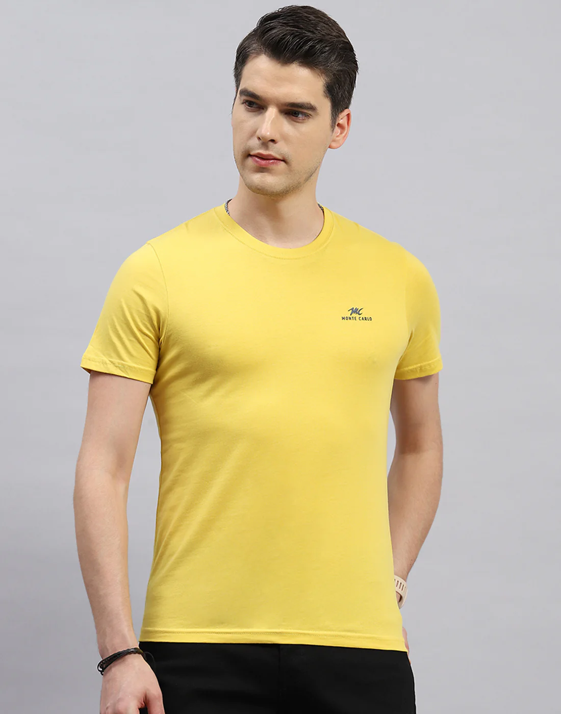 Men Green, Pink & Yellow Solid Round Neck Half Sleeve T-Shirt (Pack of 3) - Image 3