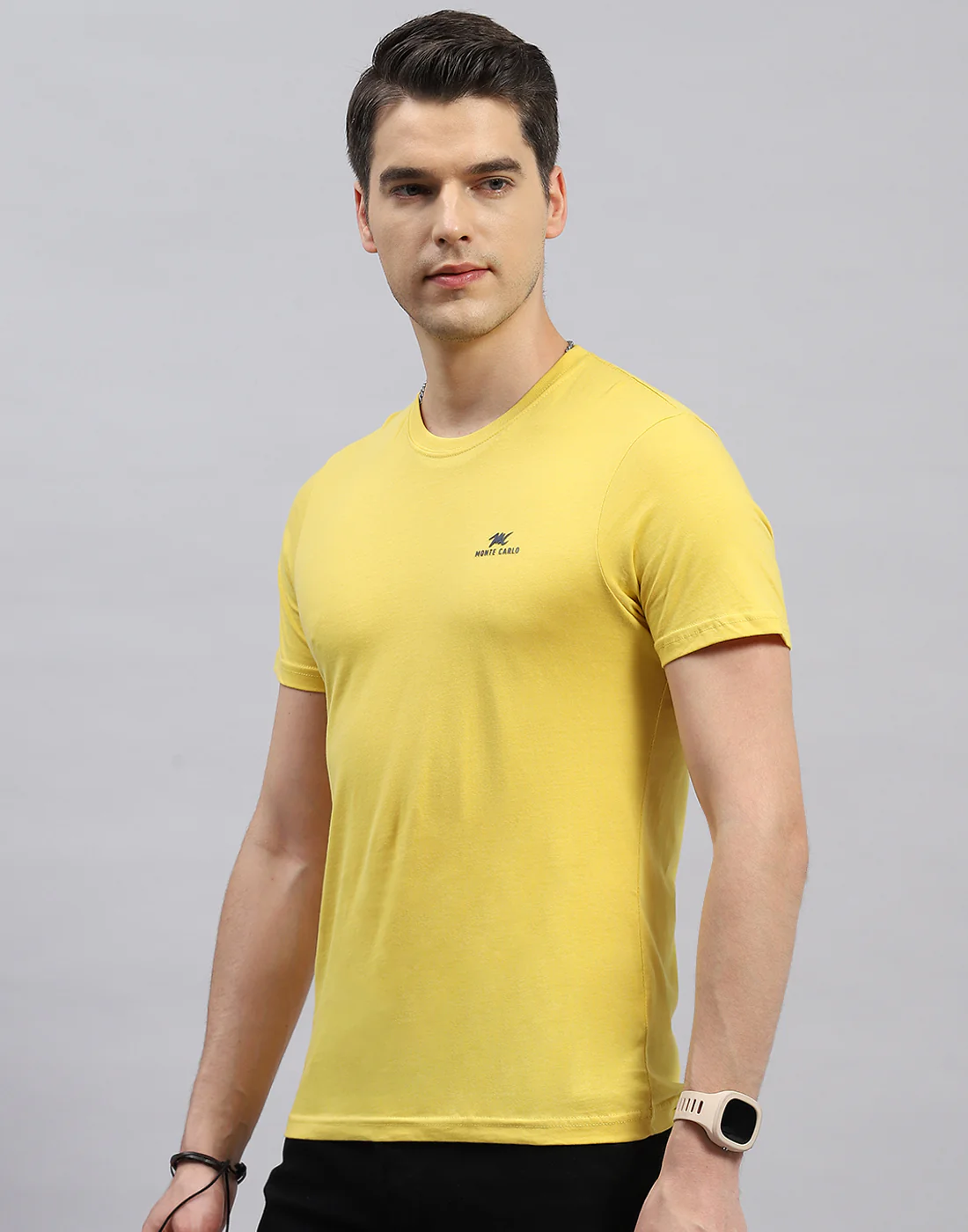 Men Green, Pink & Yellow Solid Round Neck Half Sleeve T-Shirt (Pack of 3) - Image 4
