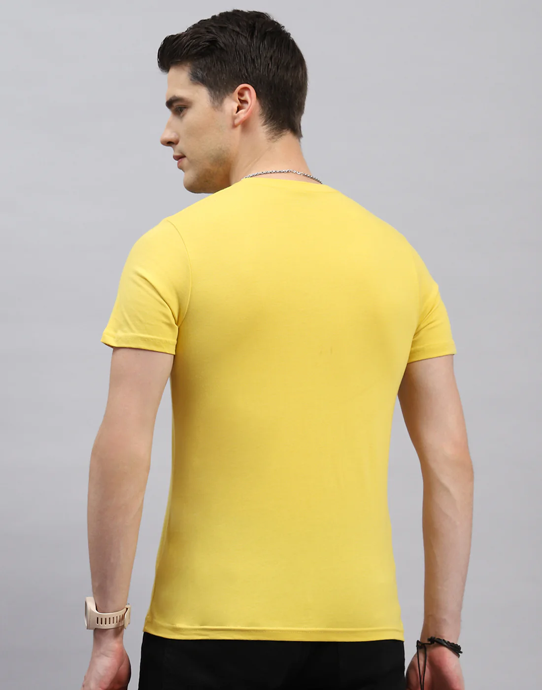 Men Green, Pink & Yellow Solid Round Neck Half Sleeve T-Shirt (Pack of 3) - Image 6
