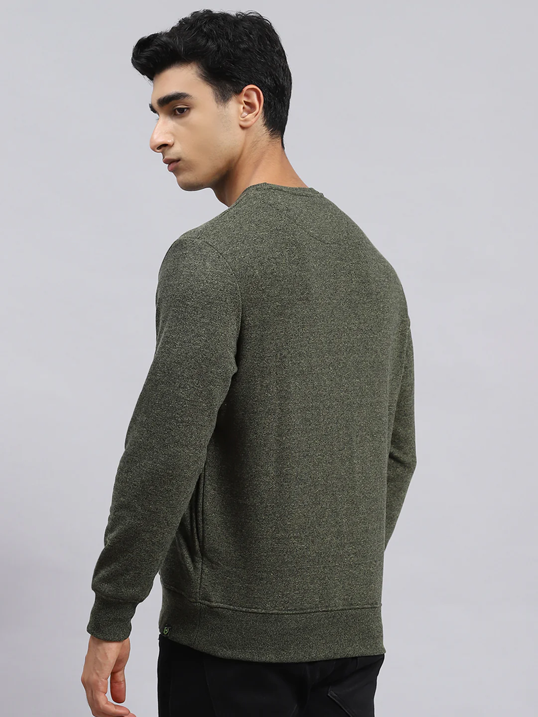 Men Green Plain Sweatshirt - Image 5