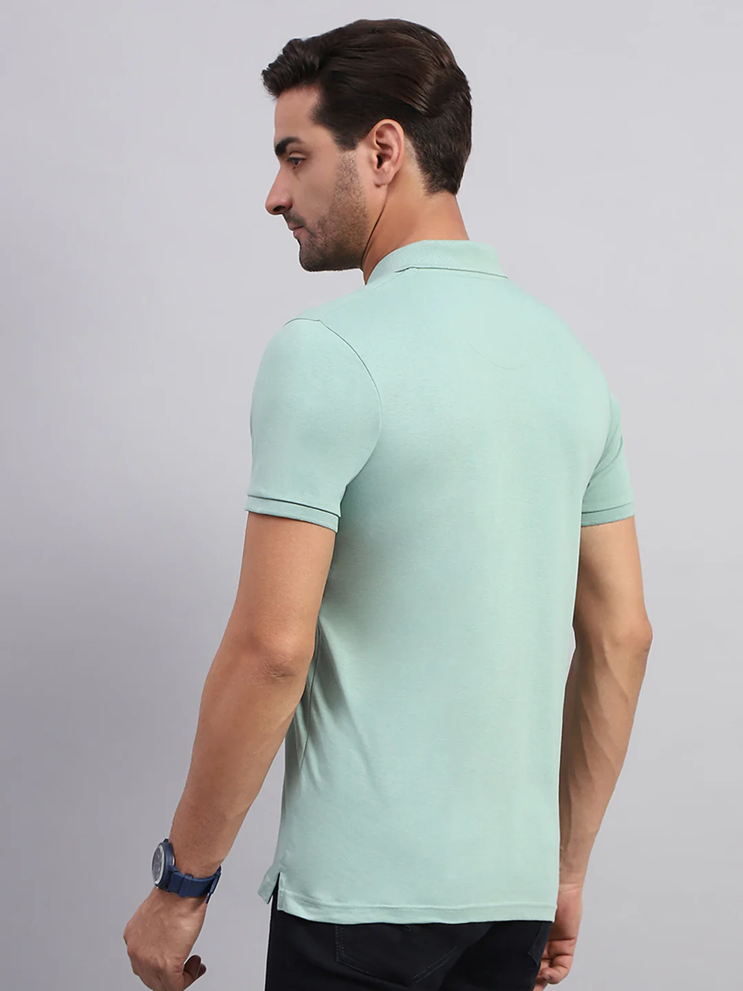 Men Green Printed Collar Half Sleeve T-Shirt - Image 5