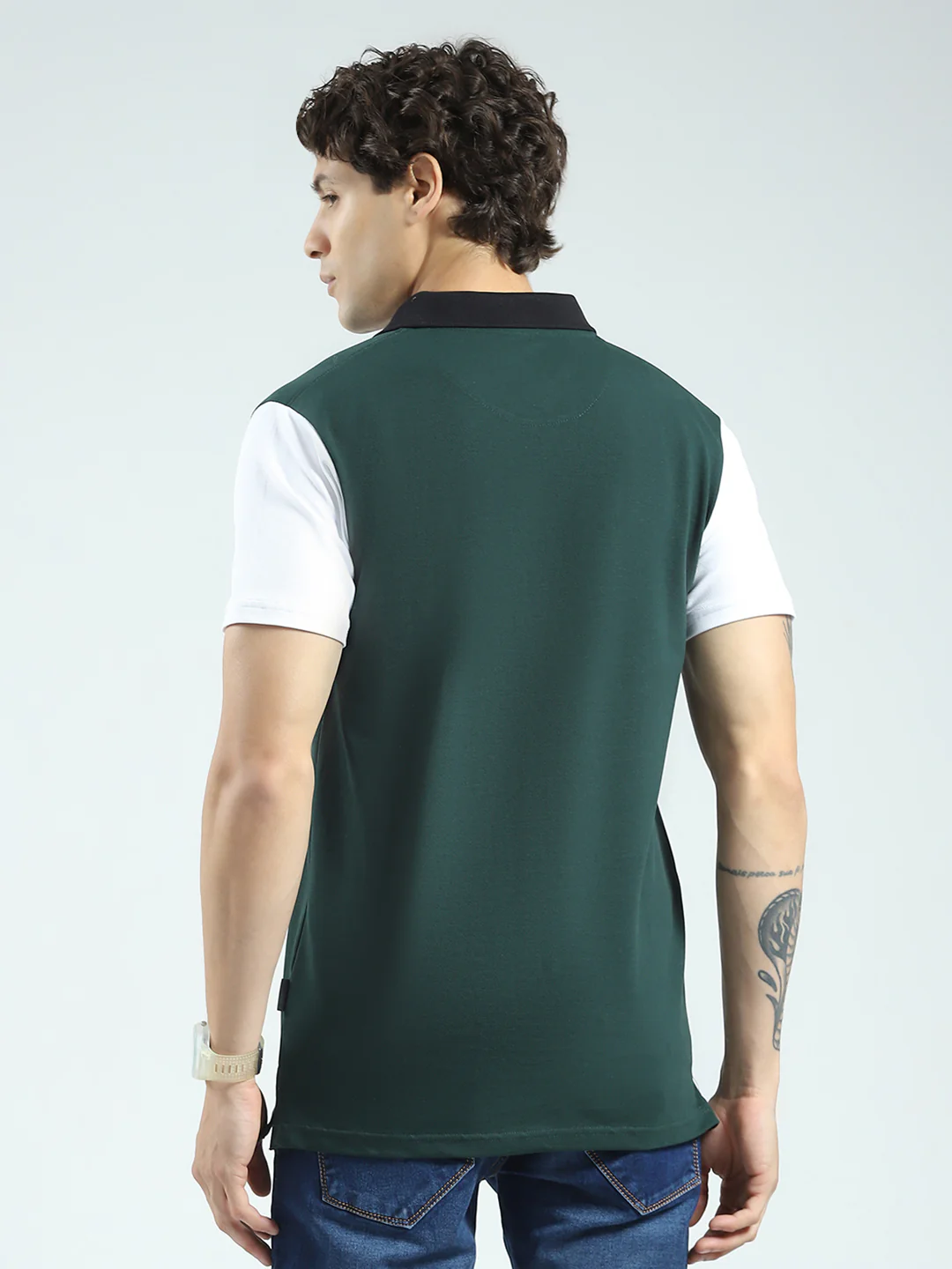 Rock.it Men Green Printed Collar Half Sleeve T-Shirt - Image 5