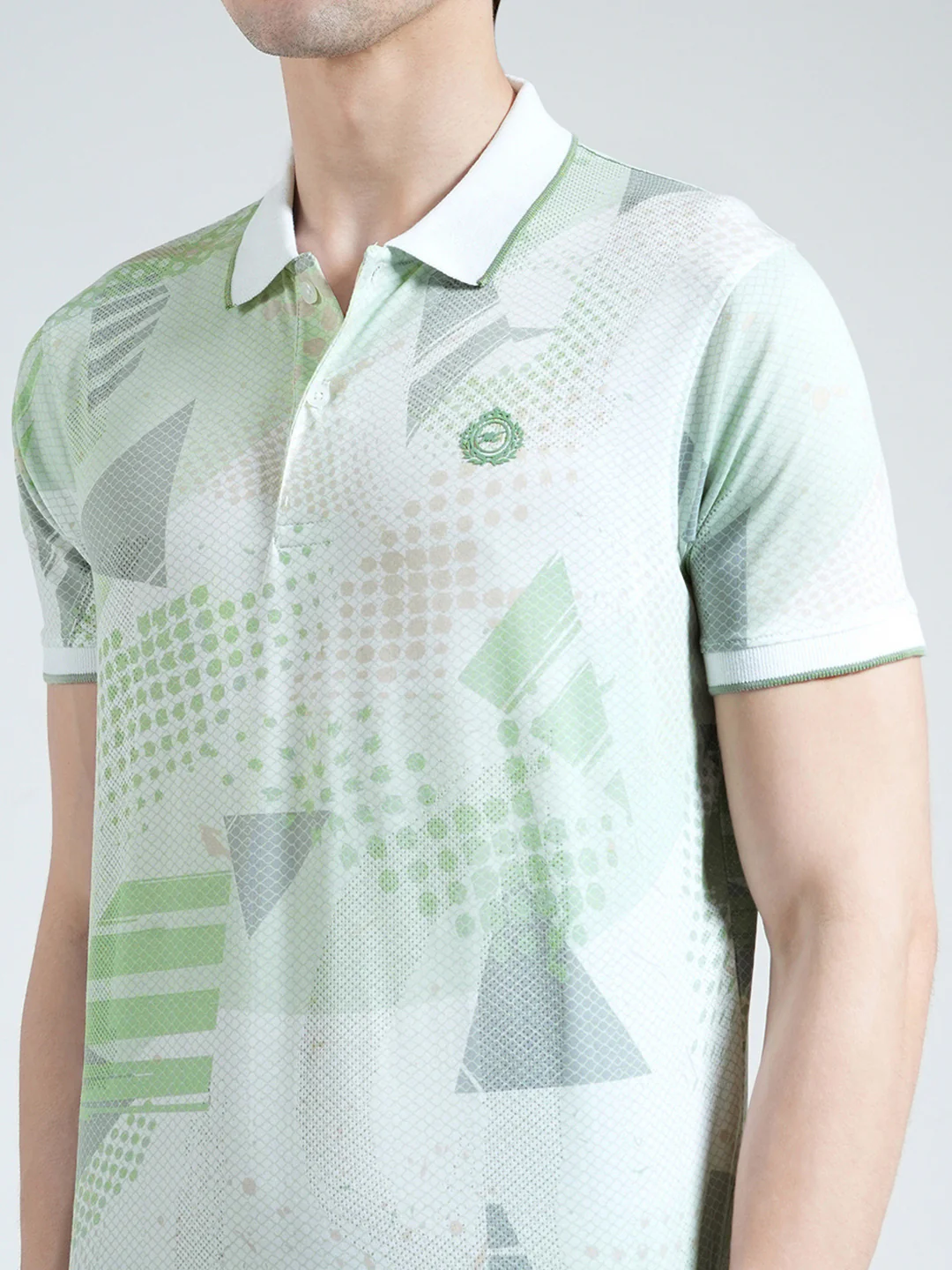 Men Green Printed Collar Half Sleeve T-Shirt - Image 6