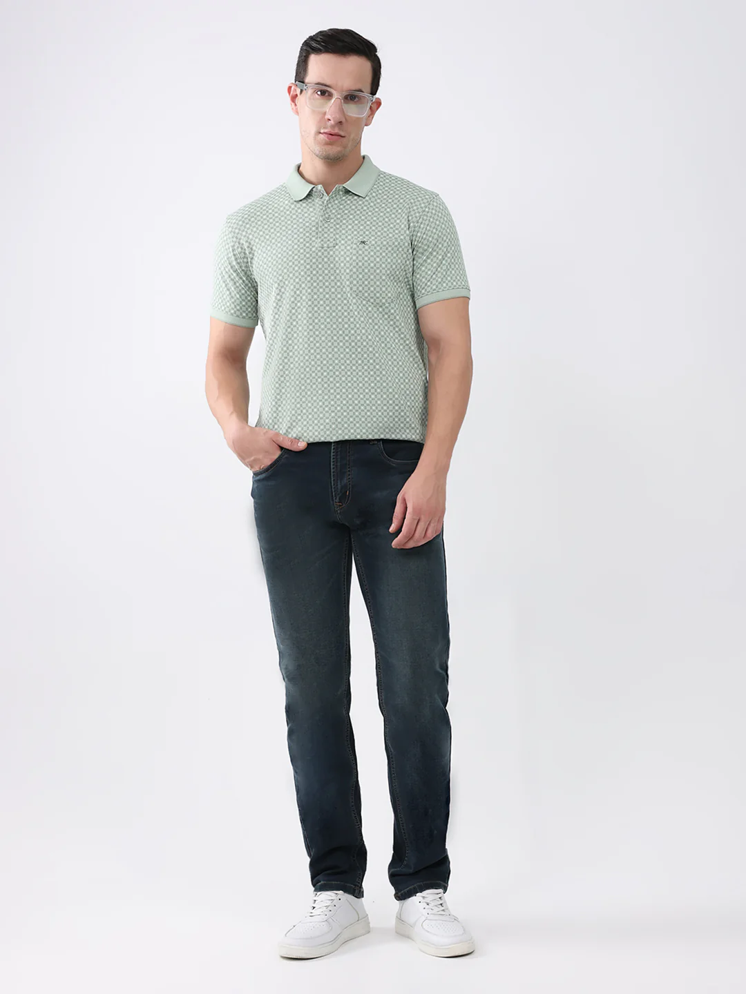 Men Green Printed Collar Half Sleeve T-Shirt - Image 2
