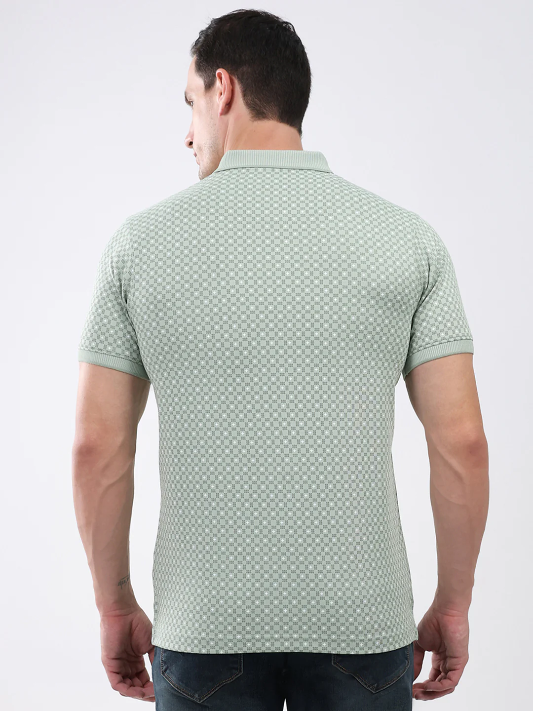 Men Green Printed Collar Half Sleeve T-Shirt - Image 5