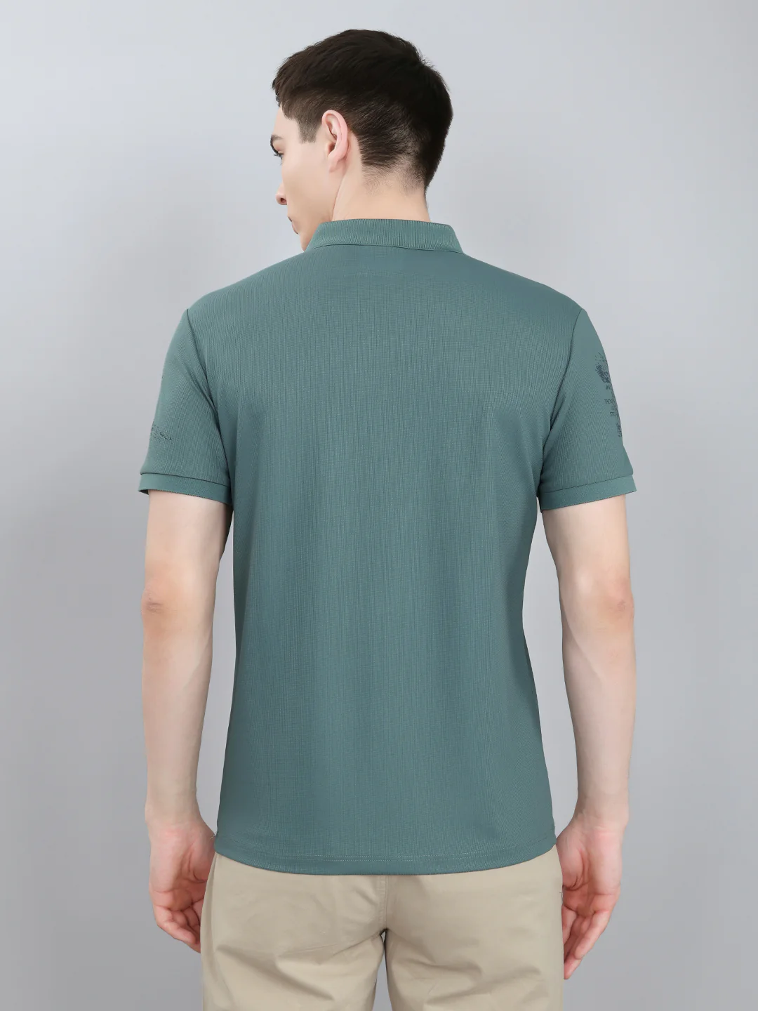 Men Green Printed Collar Half Sleeve T-Shirt - Image 4