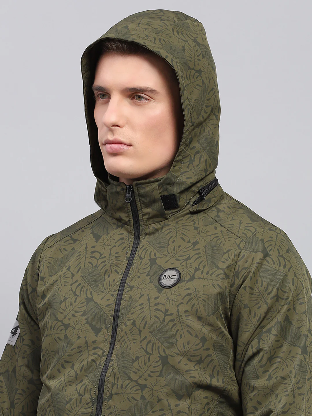 Men Green Printed Detachable Hood Full Sleeve Jacket - Image 7