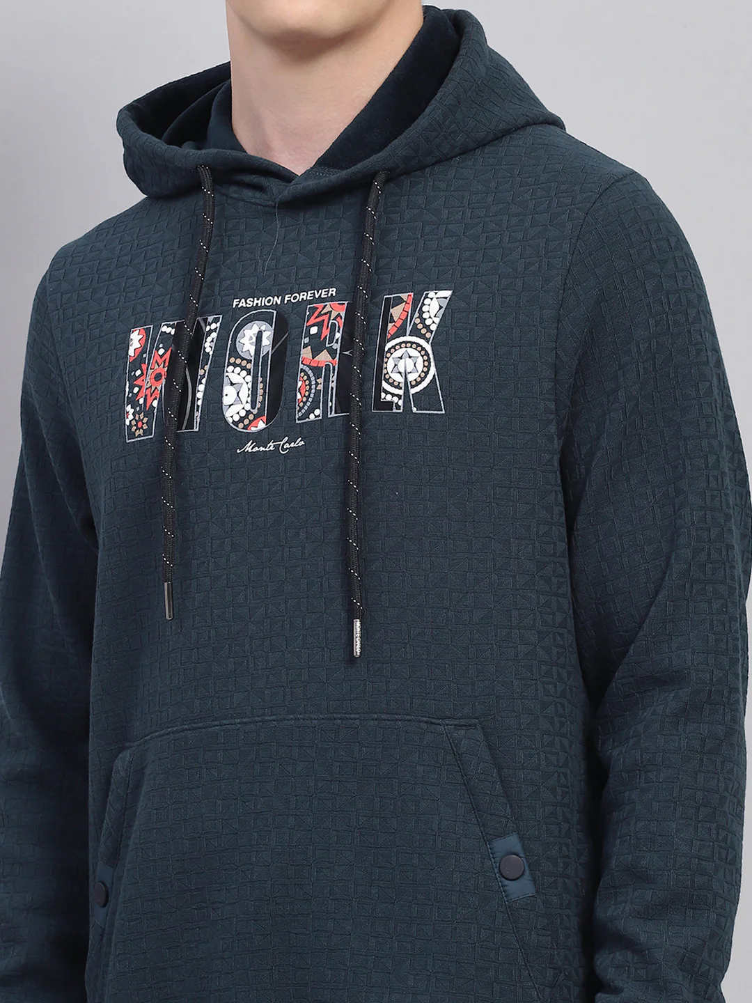 Men Green Printed Hooded Full Sleeve Sweatshirt - Image 7