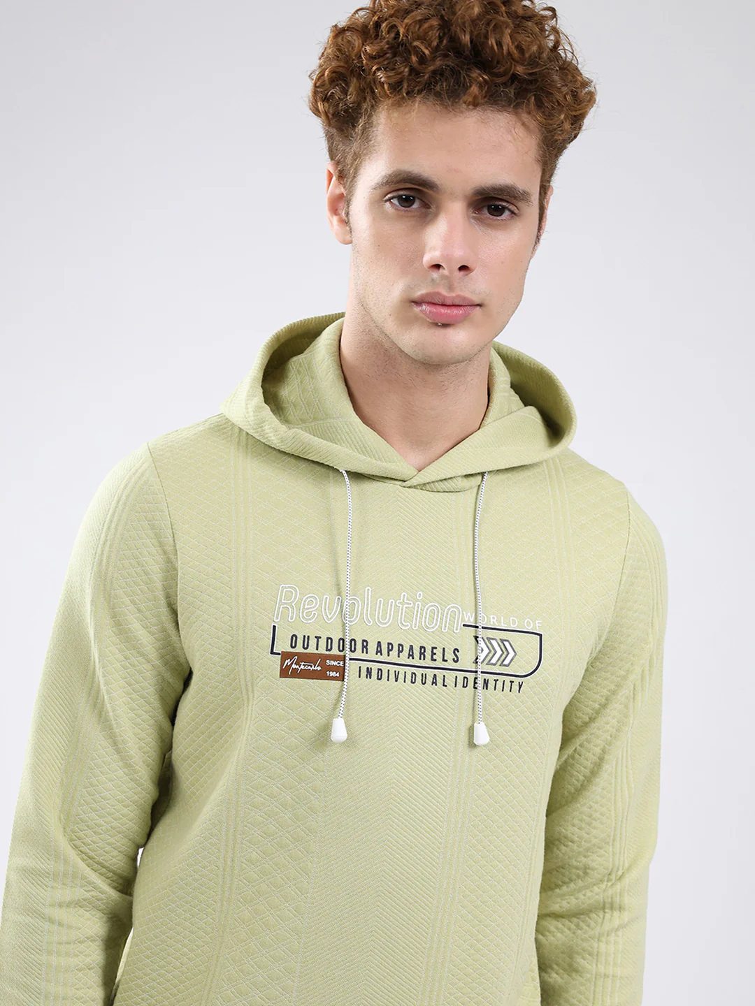 Men Green Printed Hooded Full Sleeve Sweatshirt - Image 7