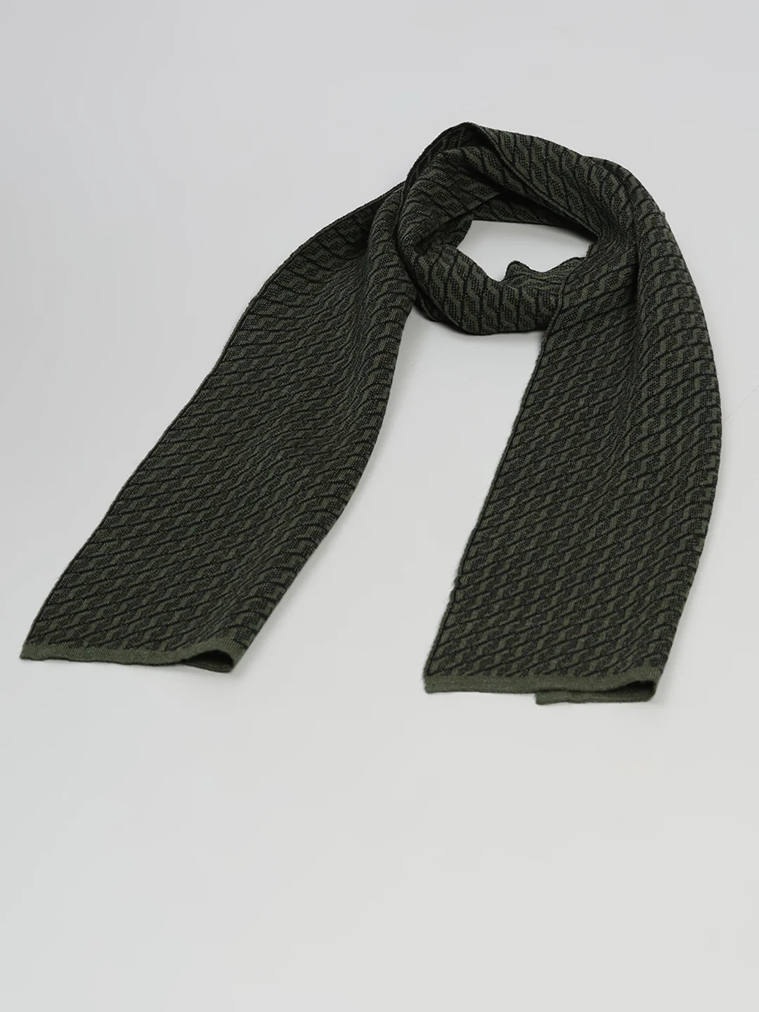 Men Green Printed Pure Wool Muffler - Image 6
