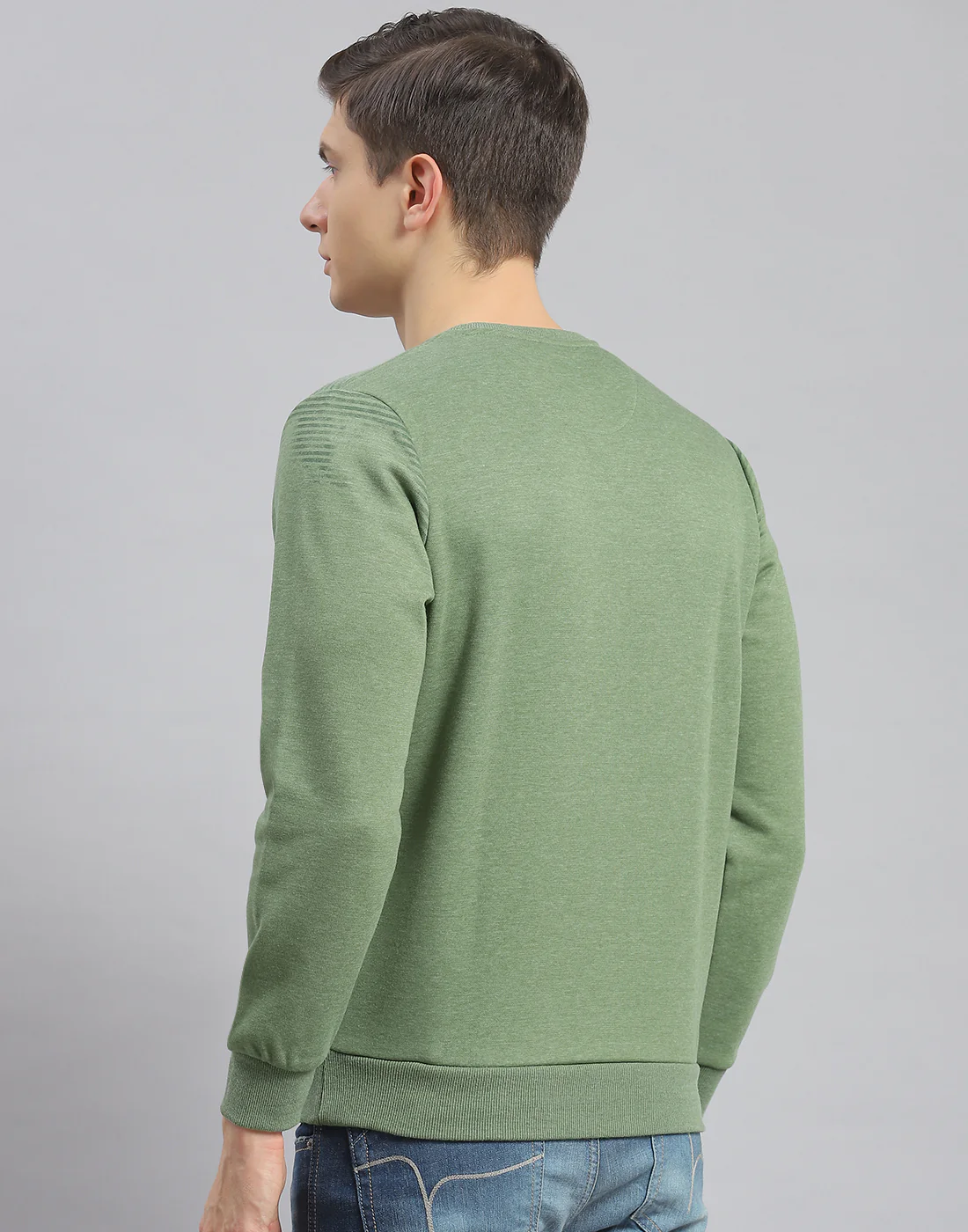 Men Green Printed Round Neck Full Sleeve Sweatshirt - Image 5