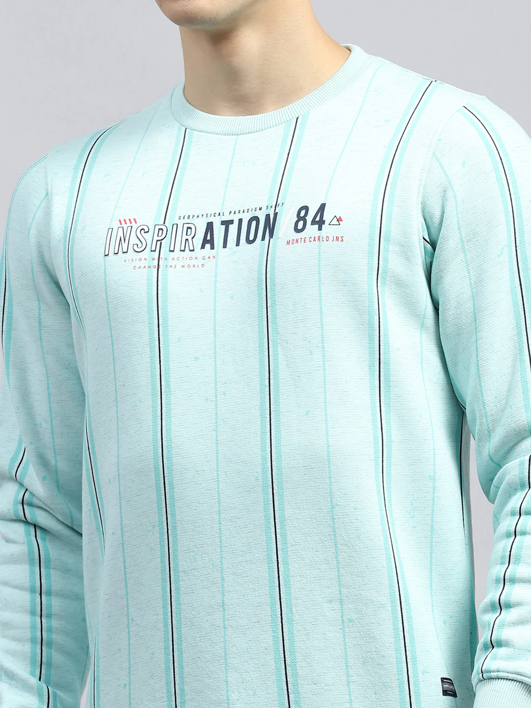 Men Green Printed Round Neck Full Sleeve Sweatshirt - Image 7