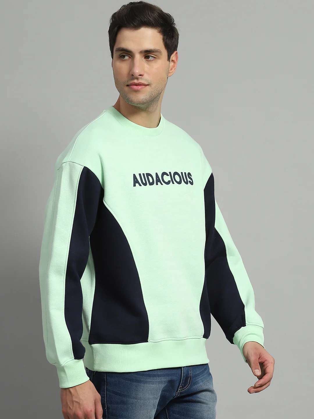 Men Green Printed Round Neck Full Sleeve Sweatshirt - Image 4