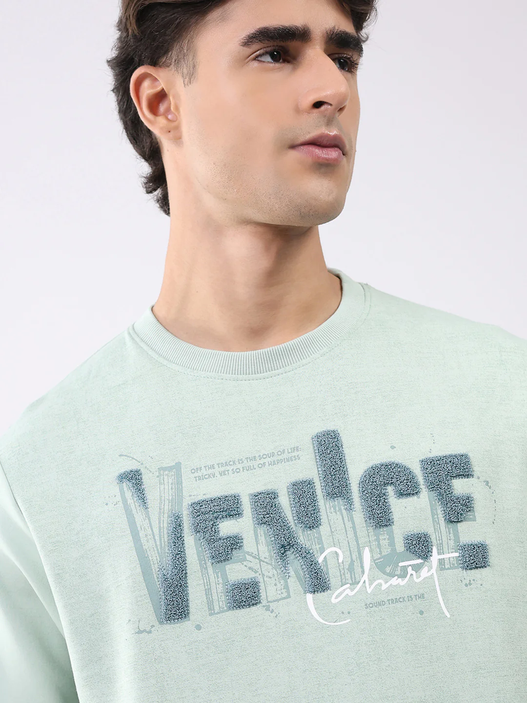 Men Green Printed Round Neck Full Sleeve Sweatshirt - Image 6