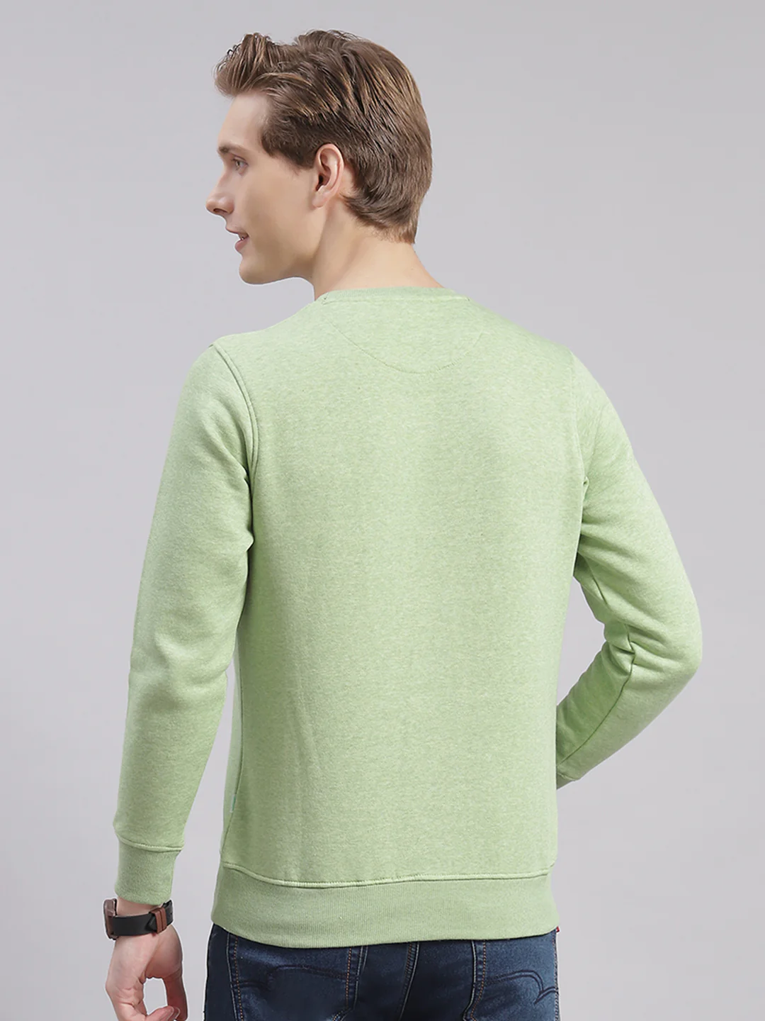Men Green Printed Round Neck Full Sleeve Sweatshirts - Image 5