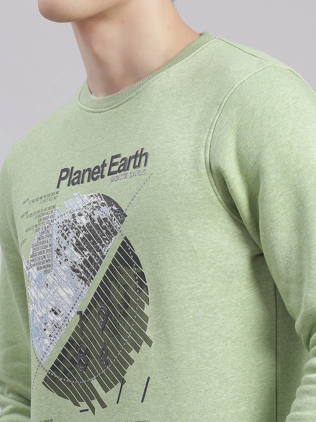 Men Green Printed Round Neck Full Sleeve Sweatshirts - Image 6