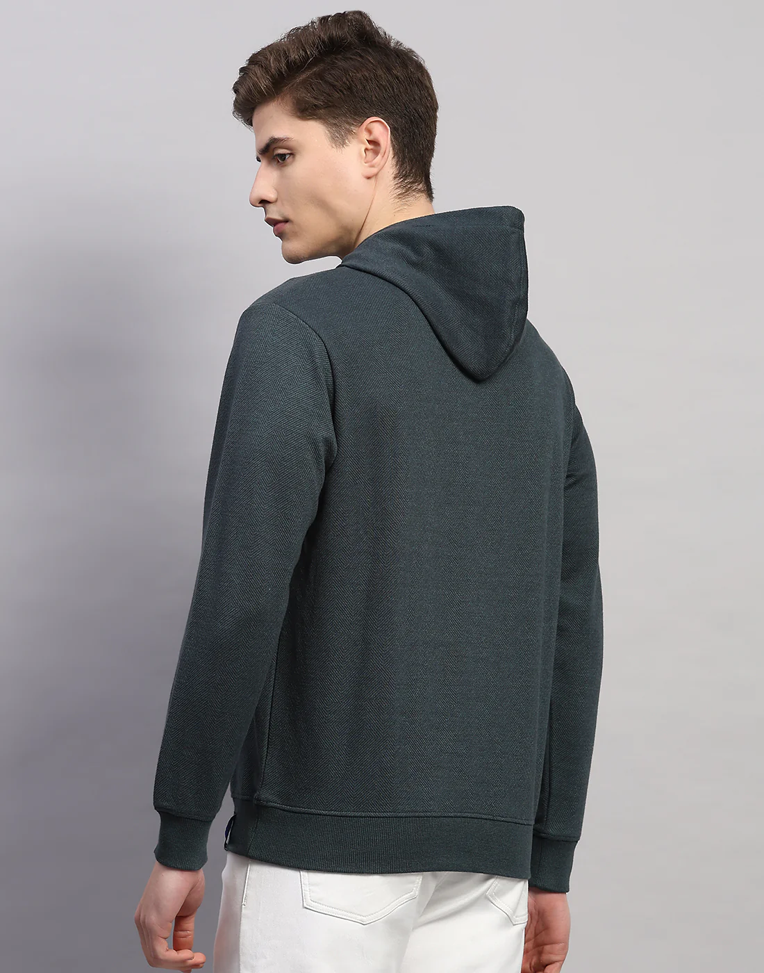 Men Green Printed Round Neck Full Sleeve Winter T-Shirt - Image 4