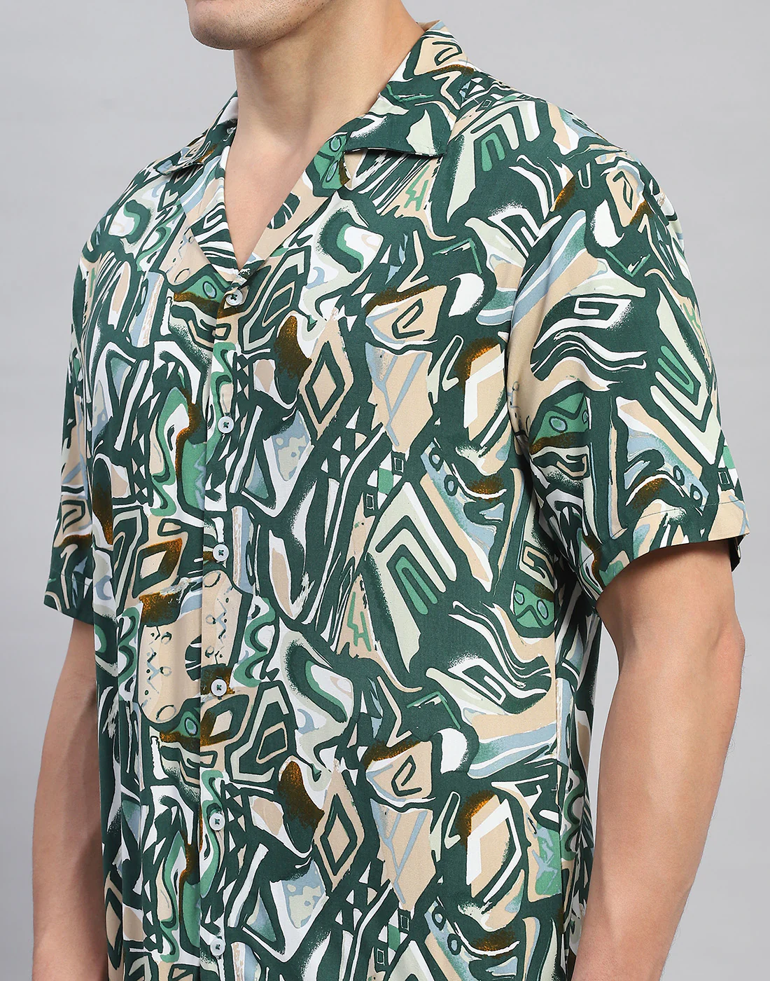 Rock.it Men Green Printed Round Neck Half Sleeve Cords Set - Image 6