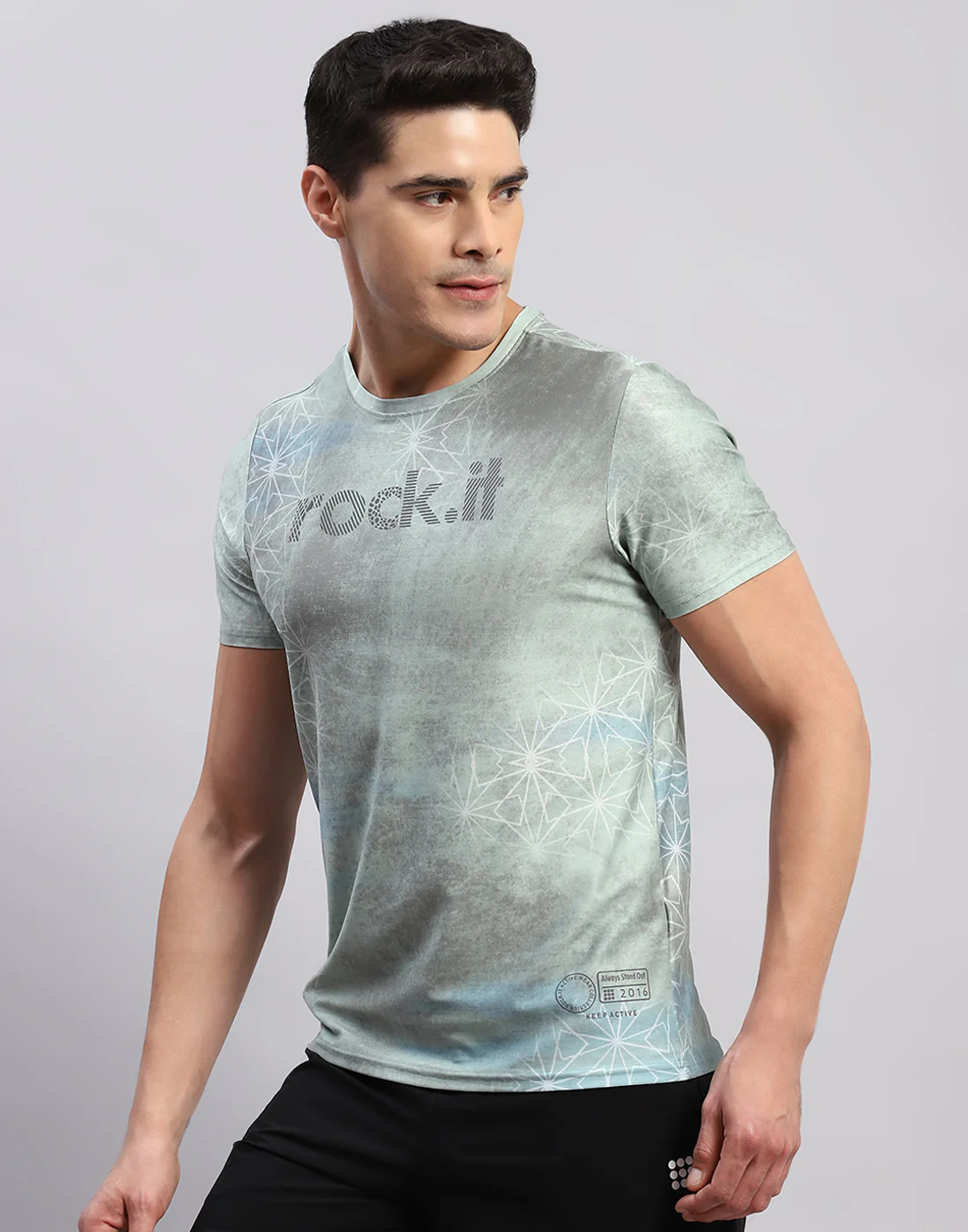 Rock.it Men Green Printed Round Neck Half Sleeve T-Shirt - Image 3