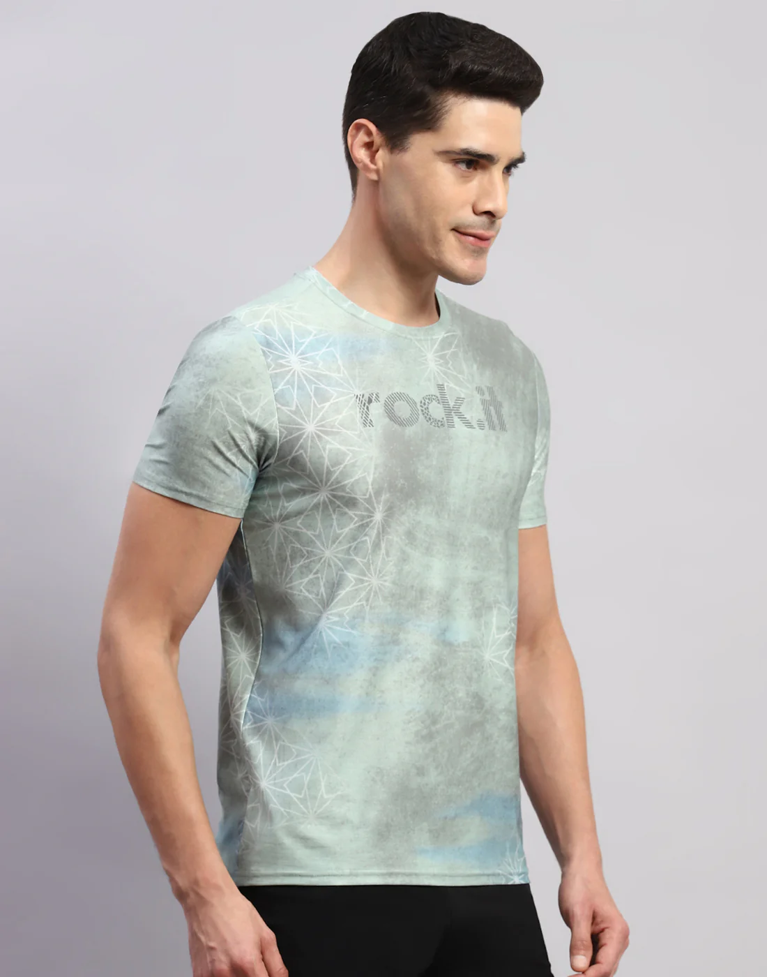 Rock.it Men Green Printed Round Neck Half Sleeve T-Shirt - Image 4