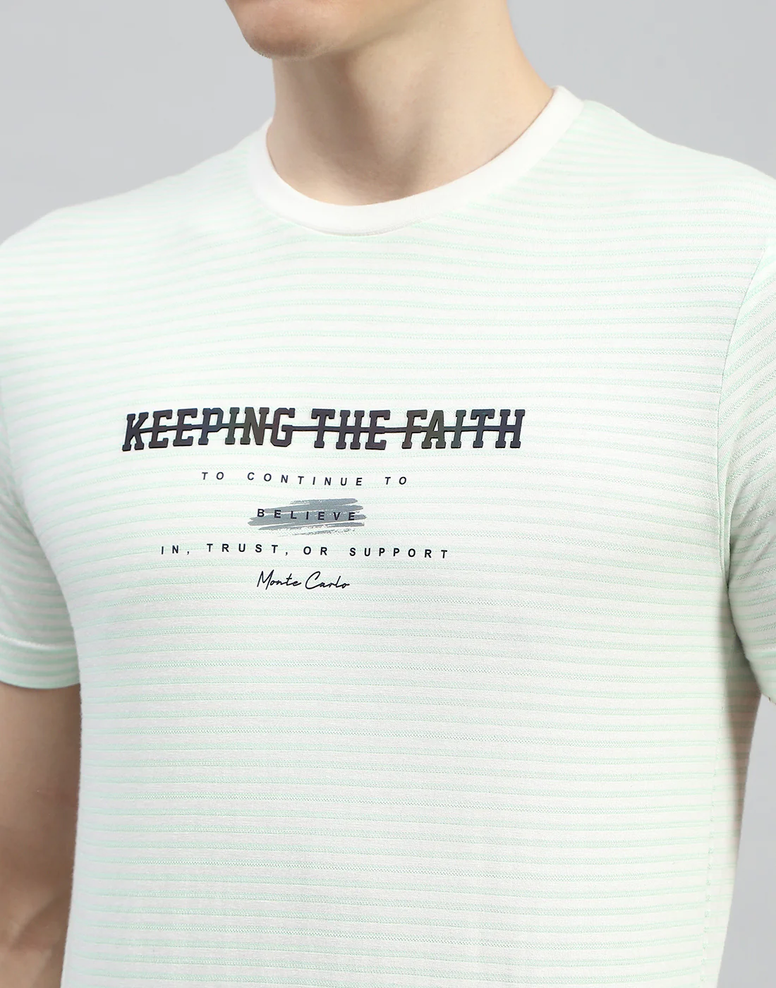 Men Green Printed Round Neck Half Sleeve T-Shirt - Image 7