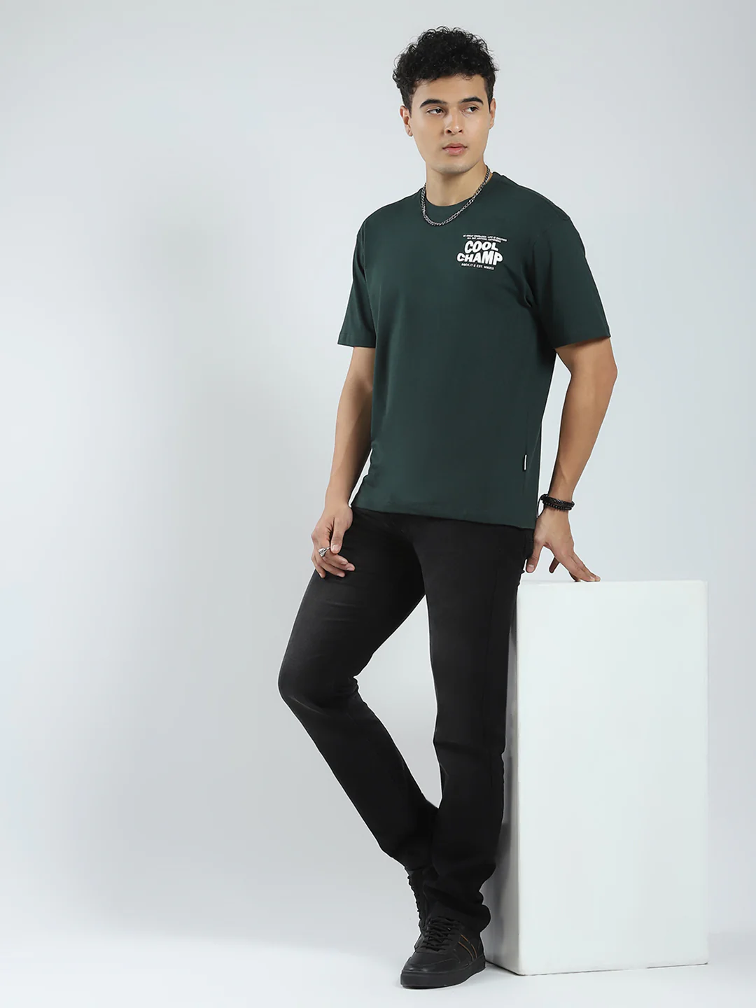 Rock.it Men Green Printed Round Neck Half Sleeve T-Shirt - Image 2