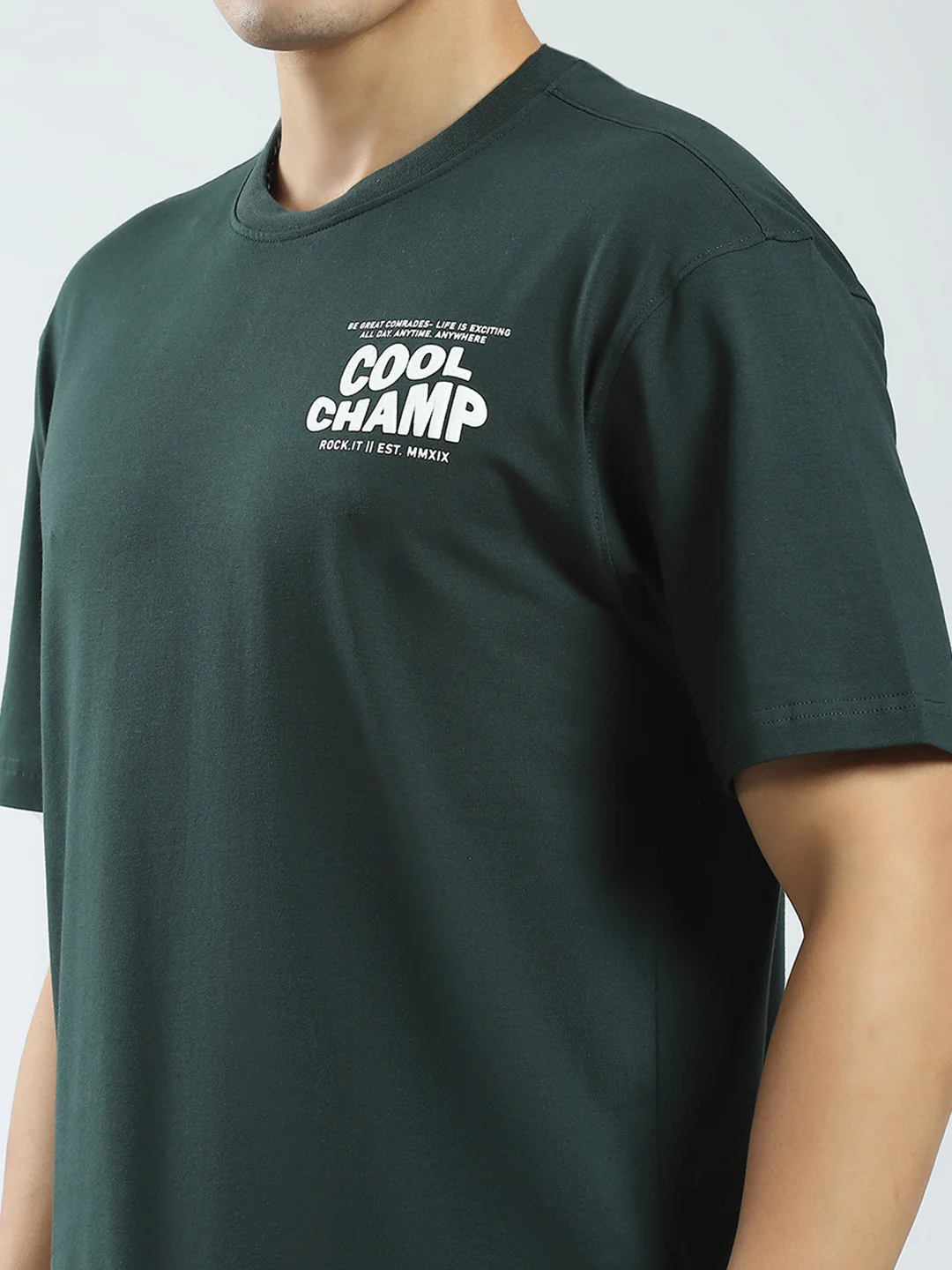 Rock.it Men Green Printed Round Neck Half Sleeve T-Shirt - Image 7