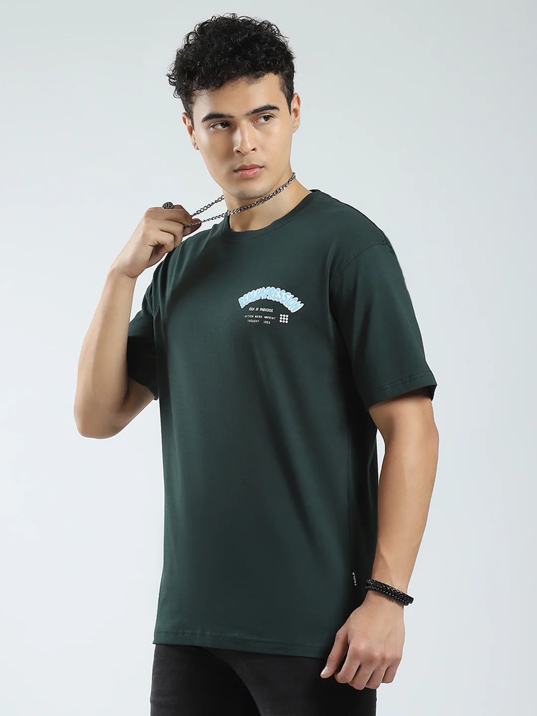 Rock.it Men Green Printed Round Neck Half Sleeve T-Shirt - Image 3