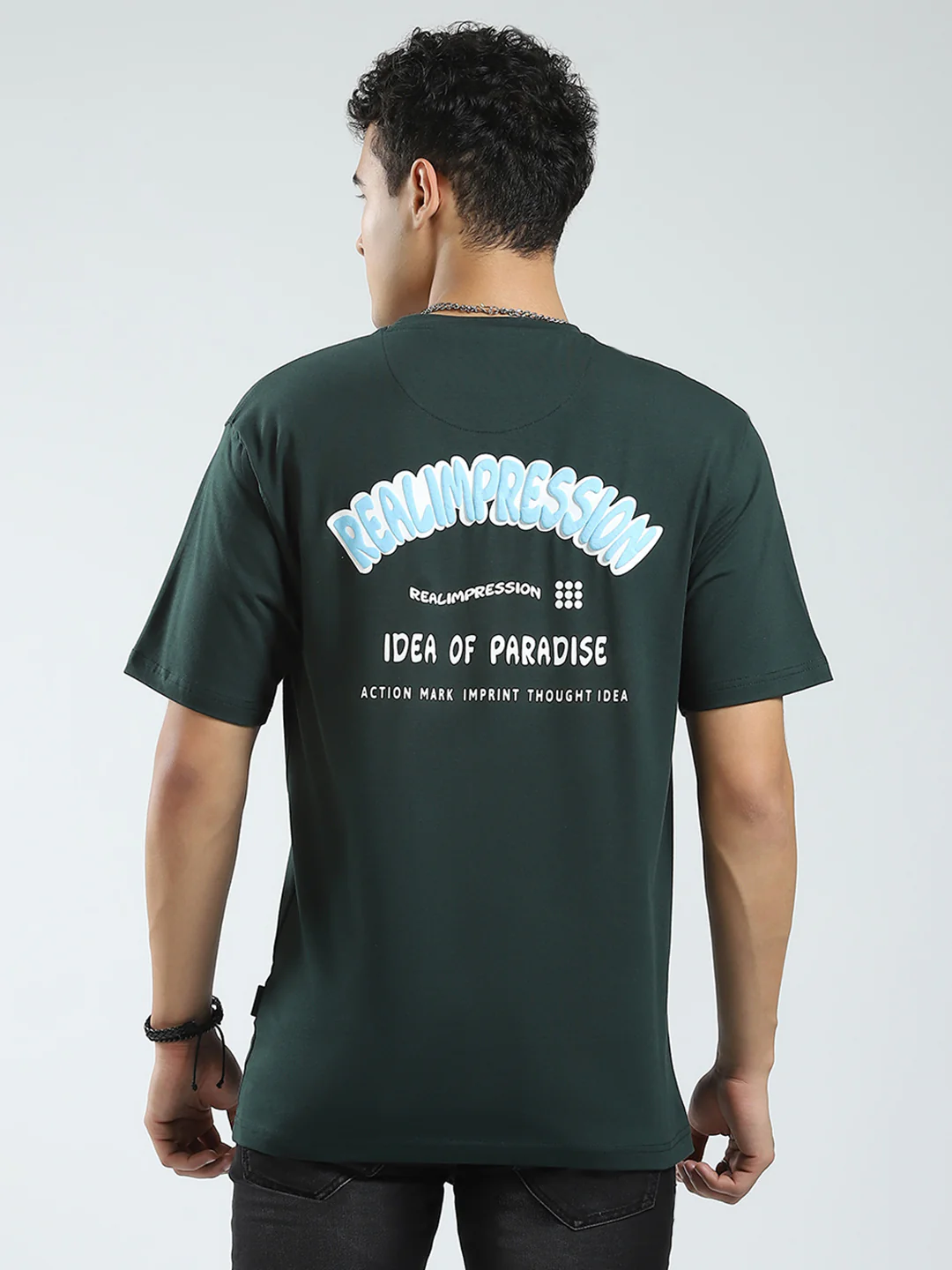Rock.it Men Green Printed Round Neck Half Sleeve T-Shirt - Image 5