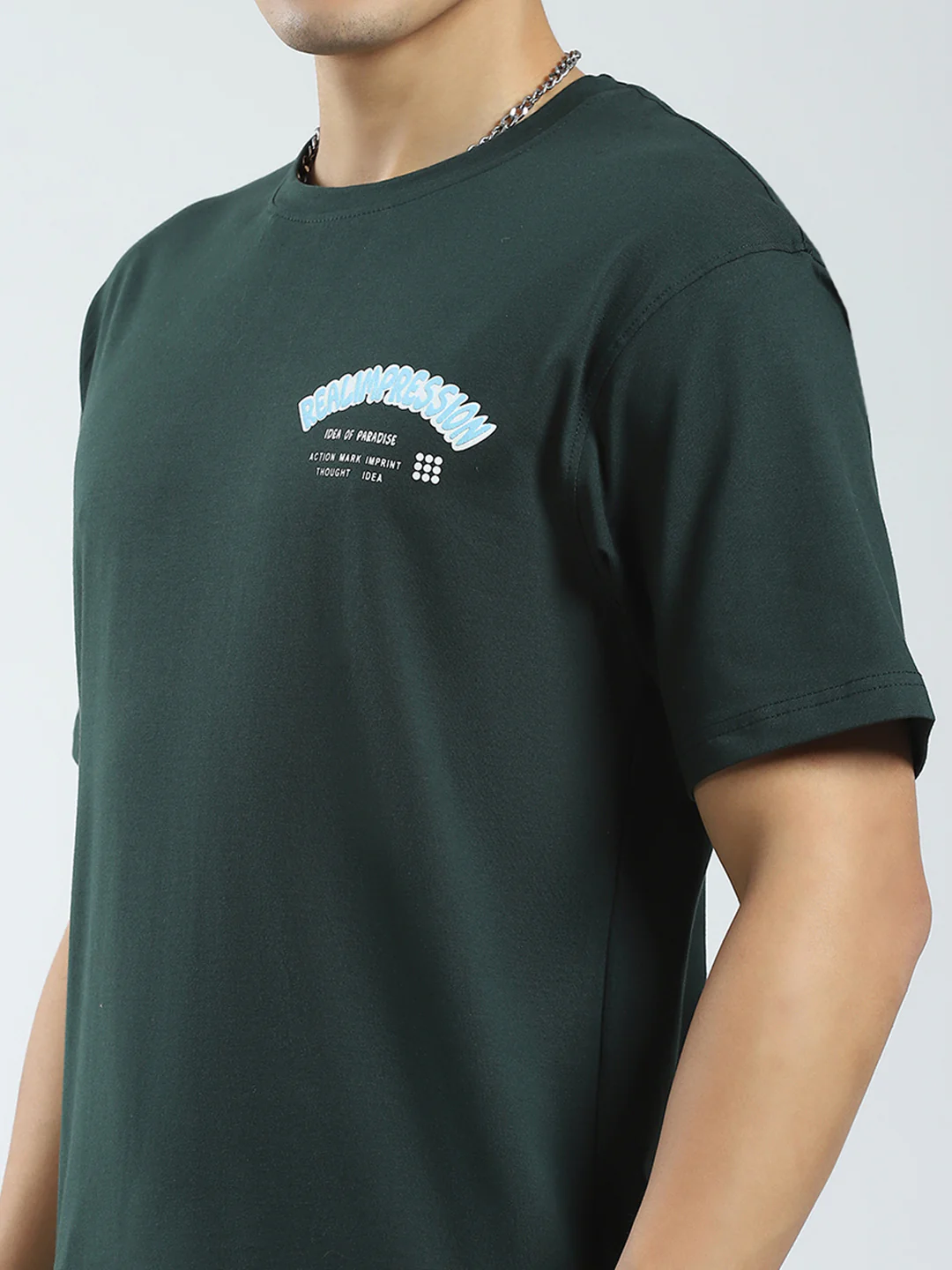 Rock.it Men Green Printed Round Neck Half Sleeve T-Shirt - Image 6