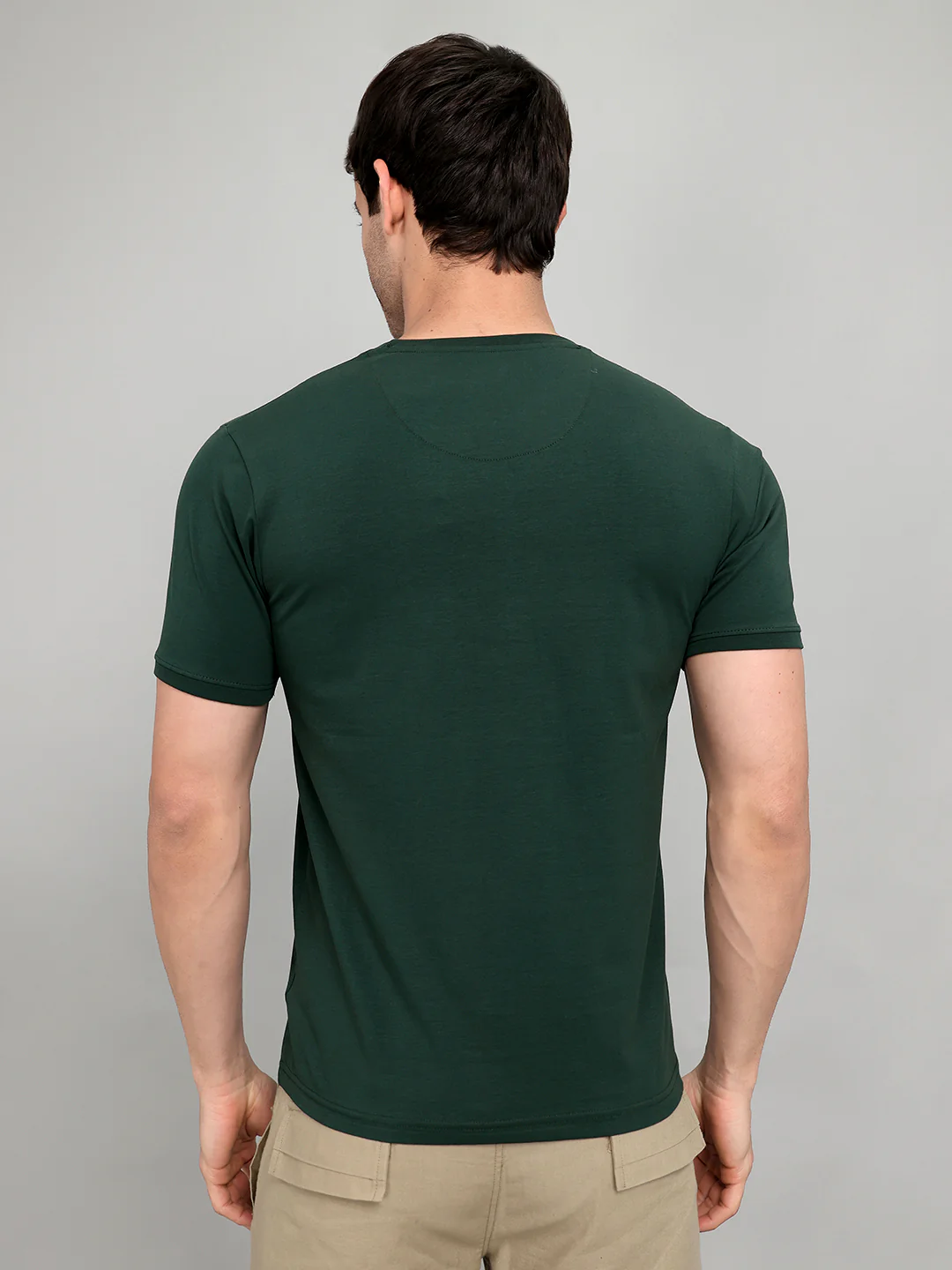 Men Green Printed Round Neck Half Sleeve T-Shirt - Image 5