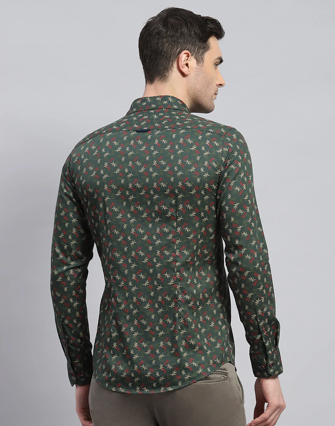 Men Green Printed Spread Collar Full Sleeve Shirt - Image 5