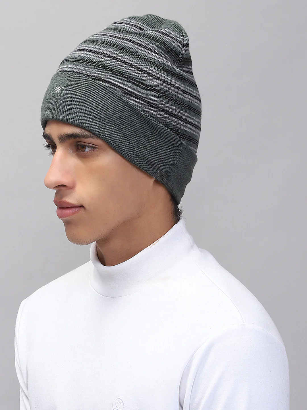 Men Green Self Design Cap - Image 3