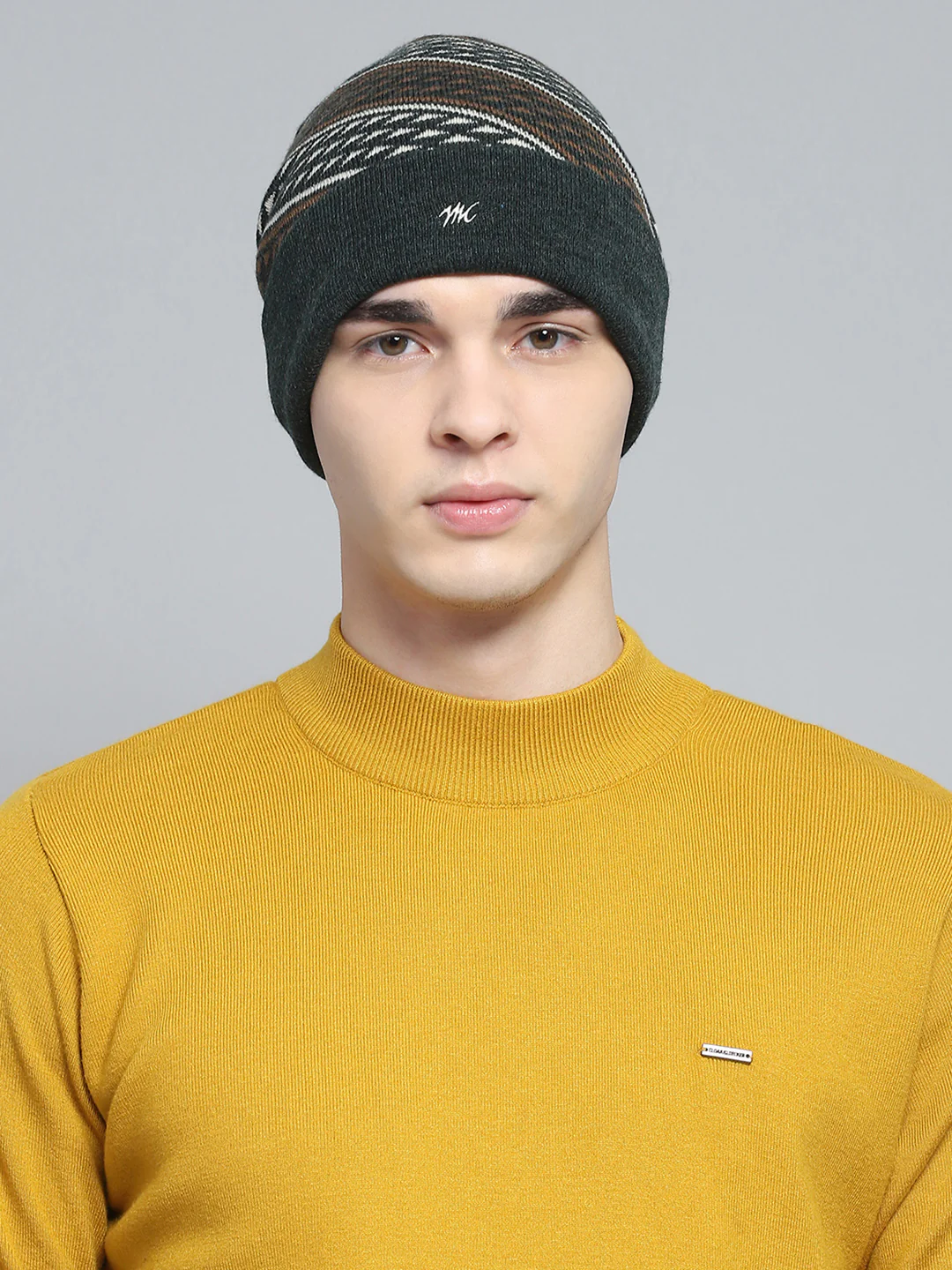 Men Green Self Design Cap